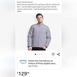 NWT Being Human Men's Gray Puffer Jacket, Size 2XL, Small Fit, Check Size Chart